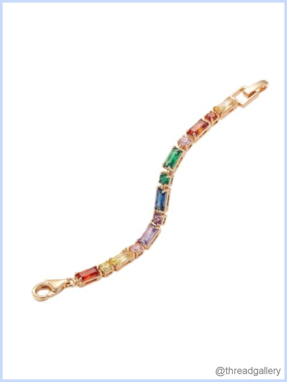 Gold Plated Rainbow CZ Tennis Bracelet for Women Link Chain